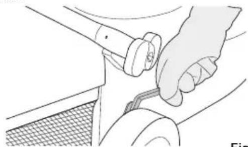Line drawing of a hand operating a car seatbelt mechanism (no text or symbols)