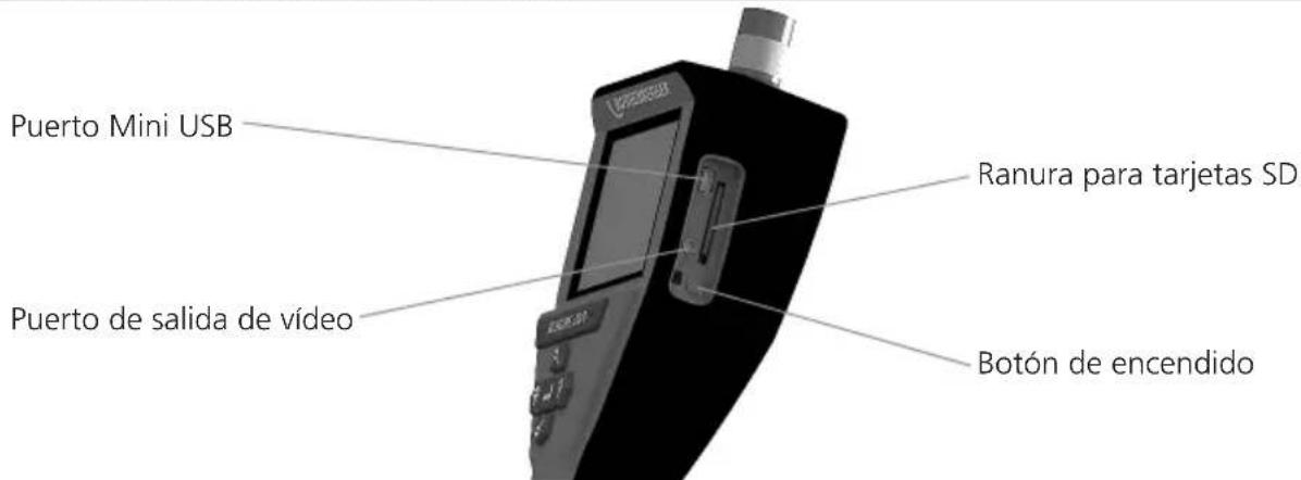 Puerto Mini USB Puerto de salida de vídeo Ranura para tarjetas SD Botón de encendido