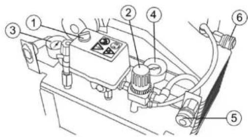 Technical diagram of a mechanical device with numbered components for identification