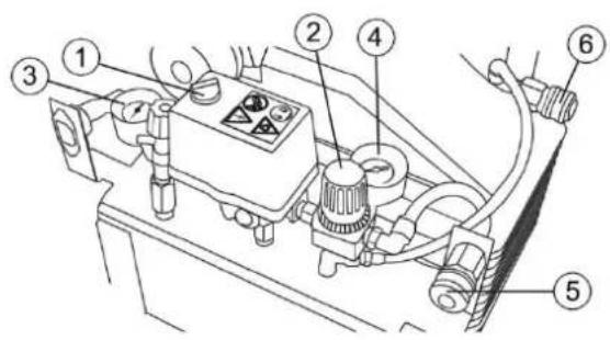 Technical diagram of a mechanical device with numbered components for identification