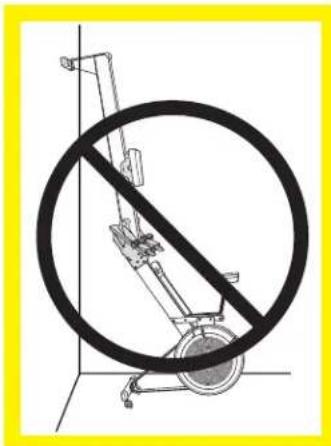 Diagram of a stationary exercise machine with a diagonal no-smoking symbol (no text or labels)