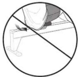 Simple line drawing of a person using a bench to lift or stand, no text or symbols present