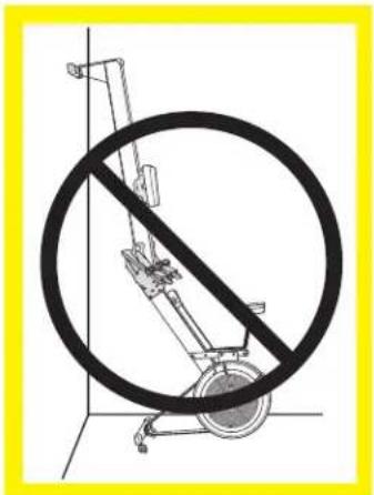 Diagram of a stationary bike with a diagonal no-smoking symbol, enclosed in a circle (no text or labels)