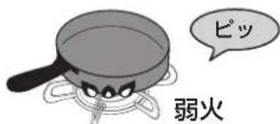 ピッ 弱火