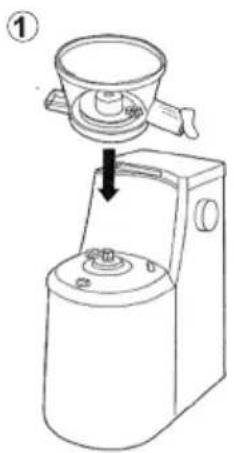 Diagram of a kitchen appliance with a downward arrow indicating a component or process step, labeled with number 1.