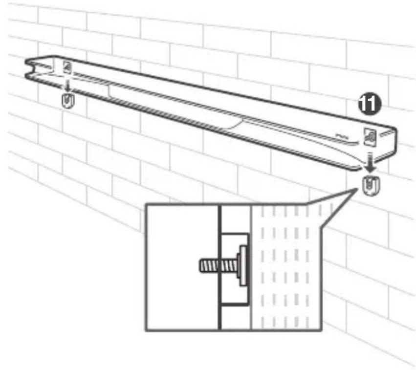 Technical diagram showing a wall-mounted device with labeled components and a close-up of its internal structure.
