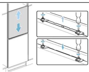 Diagram illustrating mechanical assembly or mounting process with directional arrows and labeled components