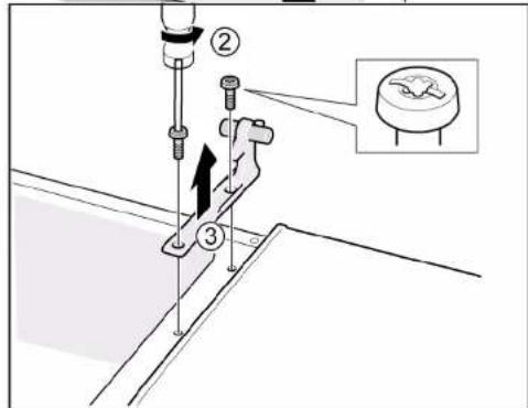 Technical diagram showing a mechanical assembly with numbered components and an inset image of a component labeled '②' and '③'.
