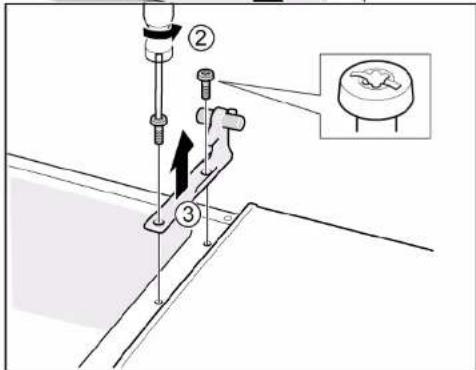 Technical diagram showing a mechanical assembly with numbered components and an inset close-up of a component detail.