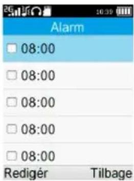 Alarm 08:00 08:00 08:00 08:00 08:00 08:00 Redigér Tilbage