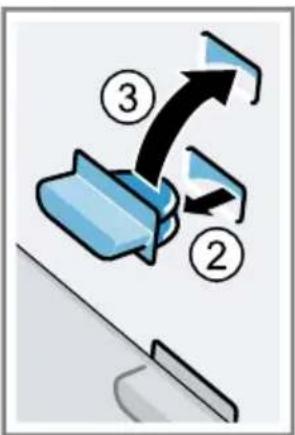 Diagram showing a mechanical or electrical component with numbered arrows indicating direction of movement or force, labeled ② and ③.