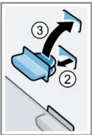 Diagram showing a device with labeled arrows and numbered components, likely illustrating a process or operation.