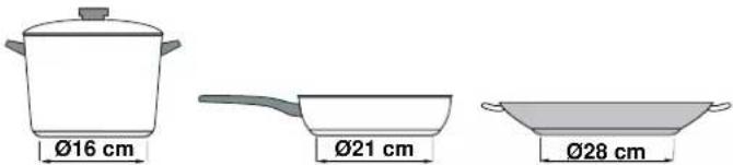 Ø16 cm Ø21 cm Ø28 cm