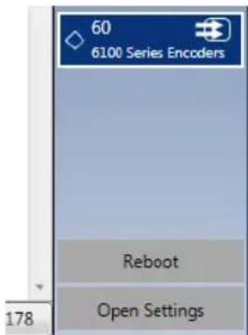 60 6100 Series Encoders Reboot Open Settings