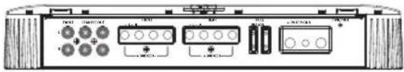 Diagram of a device rear panel with labeled ports and indicator lights