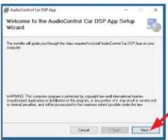 Welcome to the AudioControl Car DSP App Setup Wizard The installed will guide you through the steps required to install AudioControl Car DSP App on your computer. WARNING: This computer program is protected by copyright law and international legal frameworks. Unfinished duplication or distribution the program, or any portion of it, may result in severe civil or criminal penalties, and will be processed to the necessary which possible under the law. Cancel Apply Next