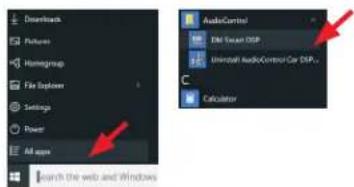 Downtreak Pictures HomeGroup File Explorer Settings Power All size Search the web and Windows AudioControl File Secret DSP Microsoft AudioControl Car DSP... Calculator