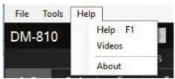 File Tools Help DM-810 Help F1 Videos About