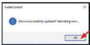 AudioControl Device successfully updated! Rebooting now... OK