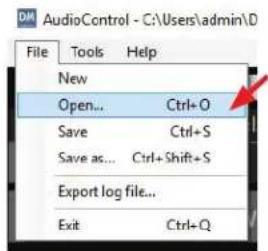 File Tools Help New Open... Ctrl+O Save Ctrl+S Save as... Ctrl+Shift+S Export log file... Exit Ctrl+Q