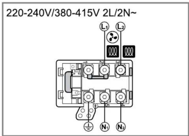 220-240V/380-415V 2L/2N~ L1 L2 N1 N2
