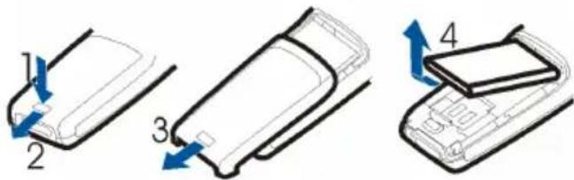 NOKIA 1600 - ■Indsættelse af SIM-kort og batteri - 1