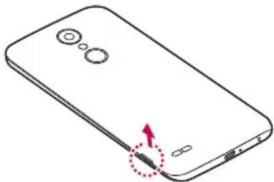 LG K10 - Installation af SIM-kortet og batteriet - 1