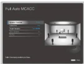 Full Auto MCACC Distance: 500 Height: 120 Angle: 30° Angle: 120° Auto: Sub-Linearly Proportion Mode.