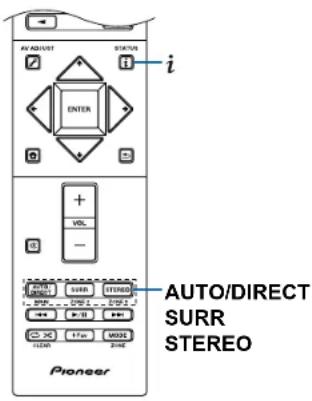 AN ADJUST STATUS i ENTER + VOL - AUTO/DIRECT SURR STEREO Pioneer