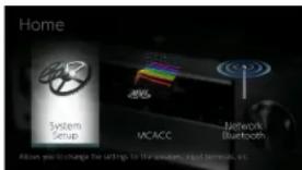 Home System Setup MCACC Network Bluetooth Allows you to change the settings for this system, input terminal, v1.