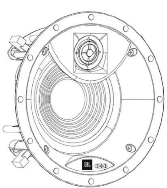 Technical line drawing of a circular mechanical component with concentric rings and mounting holes (no text or symbols)