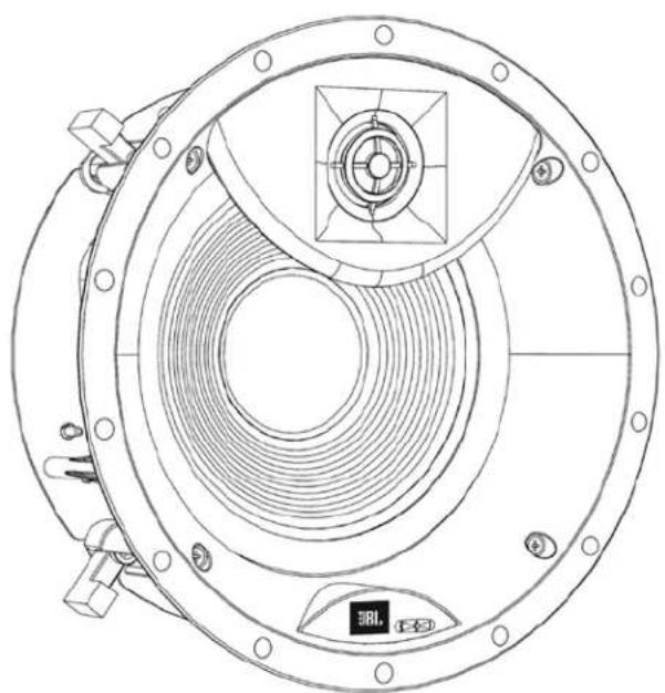 Technical line drawing of a mechanical component with concentric rings and mounting flanges (no text or symbols)