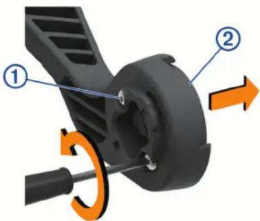 Technical diagram of a mechanical assembly with numbered components and directional arrows indicating motion or movement.
