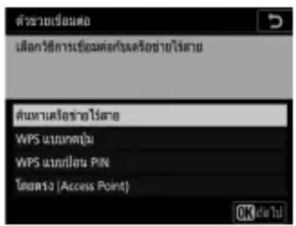 ตัวช่วยเรื่องต่อ เมื่อการใช้การเชื่อมต่อกับเครือข่ายไว้ลาย ต้นหาเครือข่ายไว้ลาย WPS แบบแต่บุ่ม WPS แบบปีอน PIN โดยห้าง (Access Point) OK เด็ว!