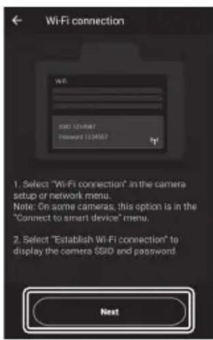 NIKON D6 - กล้อง: เลือก [เชื่อมต่อกับอุปกรณ์สมาร์ท] > [การเชื่อมต่อ Wi-Fi] ในเมนูตั้งค่า จากนั้นไฮไลท์ [เชื่อมต่อ Wi-Fi] แล้วกดปุ่ม OK - 2