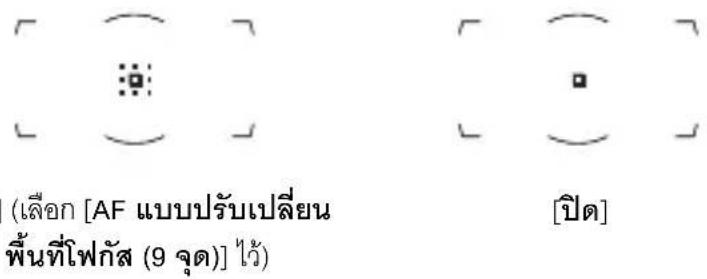 (เลือก [AF แบบปรับเปลี่ยน พื้นที่โพกัส (9 จุด)] ไว้) [ปิด]