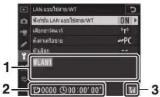 LAN แบบใช้ตาม/WT ฟังกัน LAN แบบใช้ตาม/WT ON เนื้อการต่อวัน *T* ต่อต่อเรื่องค PC ต่อเรื่อง WLAN1 0000 00:00' 00" Tel 1 2 3