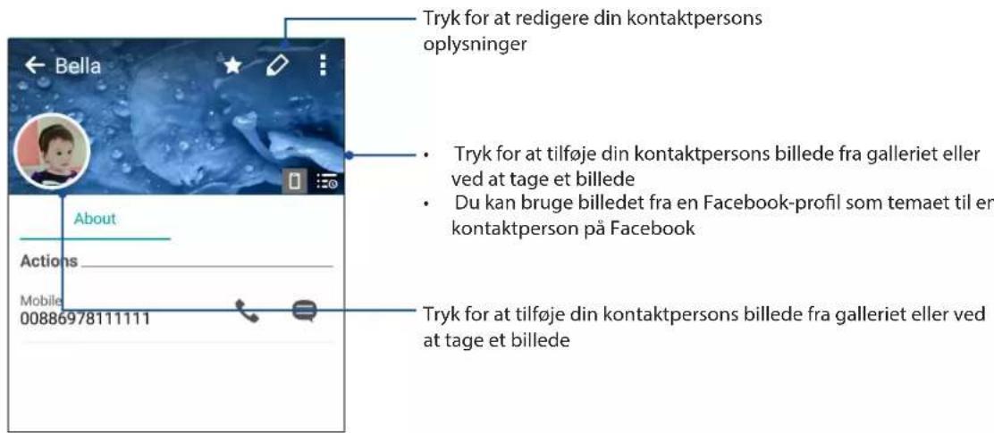 Tryk for at redigere din kontaktpersons oplysninger Tryk for at tilføje din kontaktpersons billede fra galleriet eller ved at tage et billede Du kan bruge billedet fra en Facebook-profil som temaet til en kontaktperson på Facebook Tryk for at tilføje din kontaktpersons billede fra galleriet eller ved at tage et billede Actions Mobile 00886978111111