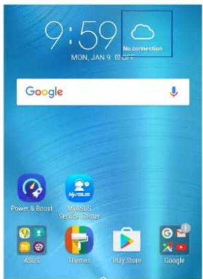 9:59 MON, JAN 9 ☐ OFF No connection Google Power & Boost MyASUS Service Center ASUS Therms Play Store Google