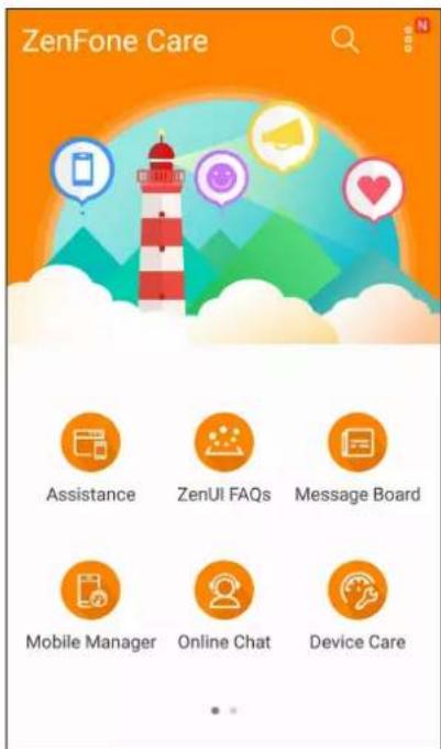 ZenFone Care Assistance ZenUI FAQs Message Board Mobile Manager Online Chat Device Care