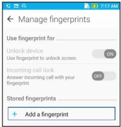 ASUS ZenFone Zoom S - Oprettelse af dit fingeraftryk via Settings (Indstillinger) - 3
