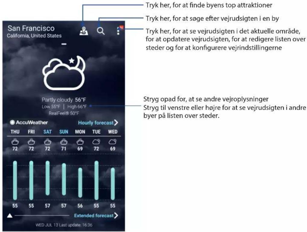 San Francisco California, United States Partly cloudy 56°F Low 55°F | High 66°F RealFeel® 50°F Tryk her, for at finde byens top attraktioner Tryk her, for at søge efter vejrudsigten i en by Tryk her, for at se vejrudsigten i det aktuelle område, for at opdatere vejrudsigten, for at redigere listen over steder og for at konfigurere vejrindstillingerne Stryg opad for, at se andre vejroplysninger Stryg til venstre eller højre for at se vejrudsigten i andre byer på listen over steder. AccuWeather Hourly forecast > THU FRI SAT SUN MON TUE WED 72 72 72 71 69 72 69 55 55 57 57 56 55 55 Extended forecast > WED JUL 13 Last update: 16:36