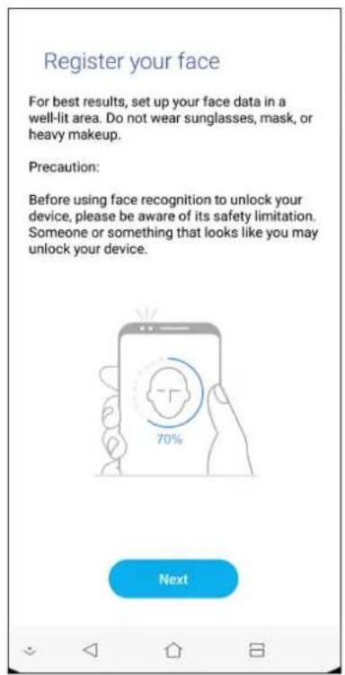 ASUS ZenFone Max M1 - Indstilling af ansigtslås fra Settings (Indstillinger) - 4