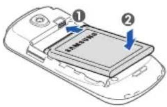 Diagram of a mobile phone showing two labeled components (① and ②) with arrows indicating direction or movement.