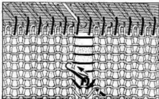 Empisal Knitmaster 325 - REPAIRING A LADDER OF DROPPED STITCHES - 2