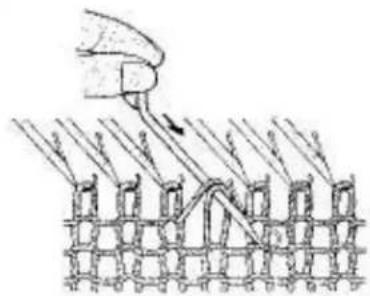 Empisal Knitmaster 321 - USEFUL HINTS - REPAIRING A DROPPED STITCH - 4