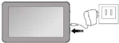 Diagram showing a device connected to an electrical outlet with a cable, no text or symbols present