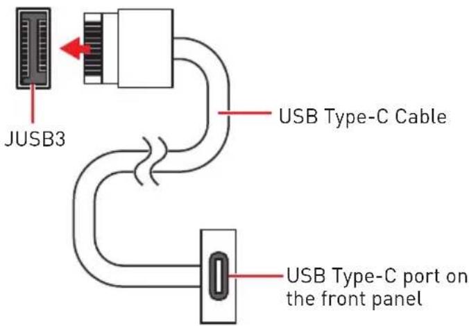 JUSB3 USB Type-C Cable USB Type-C port on the front panel