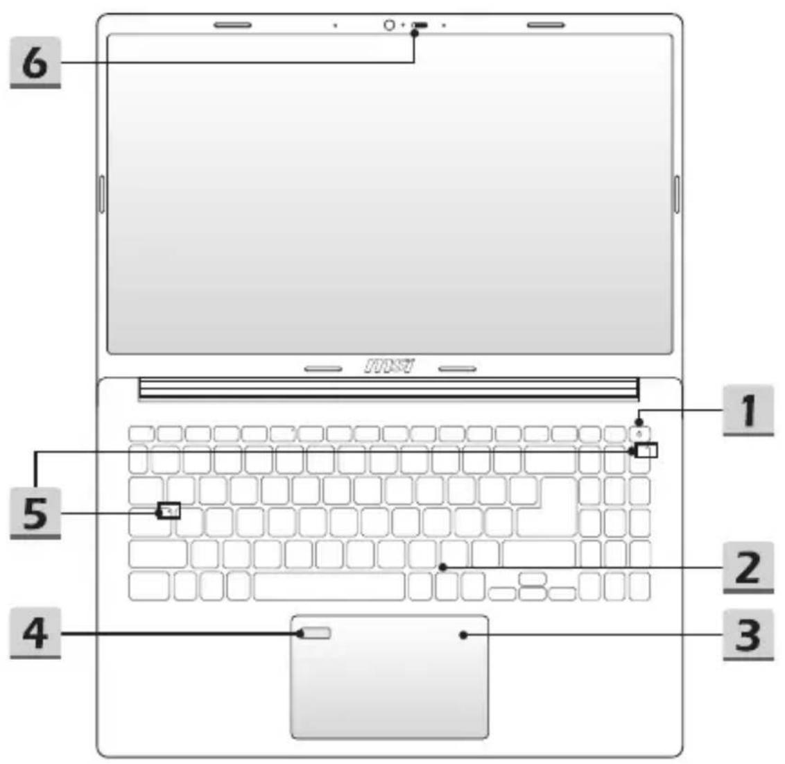 MSI Modern 15 - Se åbnet fra toppen - 1