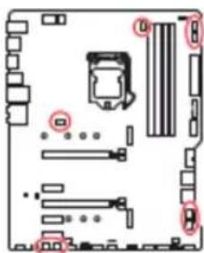 MSI MPG Z490 GAMING PLUS - CPU\_FAN1, PUMP\_FAN1, SYS\_FAN1\~6 : Connecteurs pour ventilateurs - 1